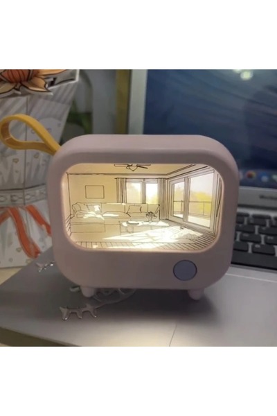 TechTic TV Boyama Led Gece Lambası Sevimli Ev Dekorasyon  Aydınlatma Mini Doğ...