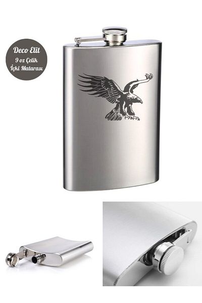BiTon Toptan Eagle Themed 9 oz Stainless Steel Hip Flask 266 ml Beverage Hip Flask