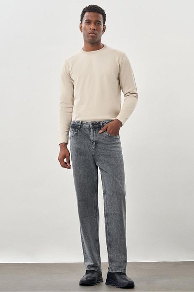 İmza Μαύρο ίσιο κορδόνι βαμβακερό 5 τσέπες Oversize Casual τζιν παντελόνι 1023245156