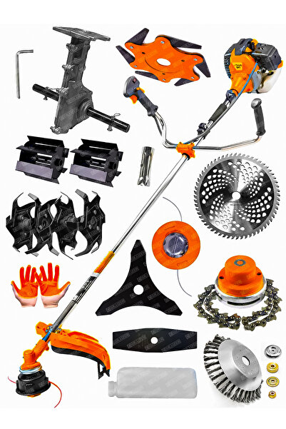 Graizer 10 Parça Setli Yan Tipi Benzinli Motorlu Ot Çalı Tırpanı Çim Biçme Makinesi Tırpan