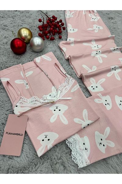 pijamaworld Six Long Viscose Soft Fabric Pajama Set with Rope Straps