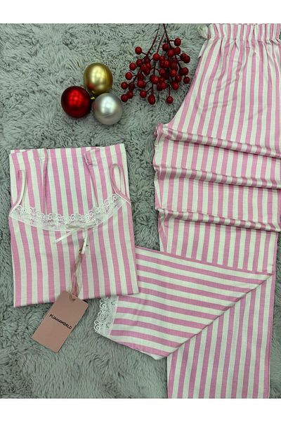 pijamaworld Six Long Viscose Soft Fabric Pajama Set with Rope Straps