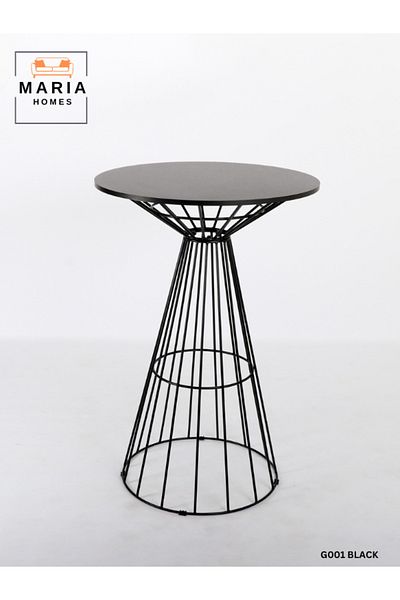 MARIA HOMES Modern Black Wireframe Round Table – Elegant Metal Base, 103 x 70 cm