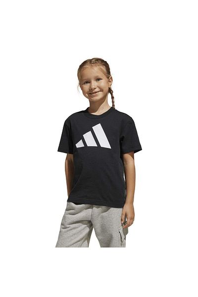 adidas Tricou negru cu gât rotund pentru copii Essentials