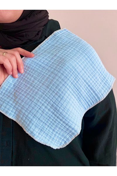 runbaby 50X25 cm 4 Layer Multi Muslin Fabric Baby Shoulder Diaper & Cover (Light Blue)