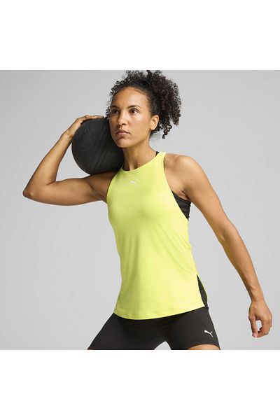 Puma Tricou verde pentru femei Cloudspun Racerback cu gât rotund