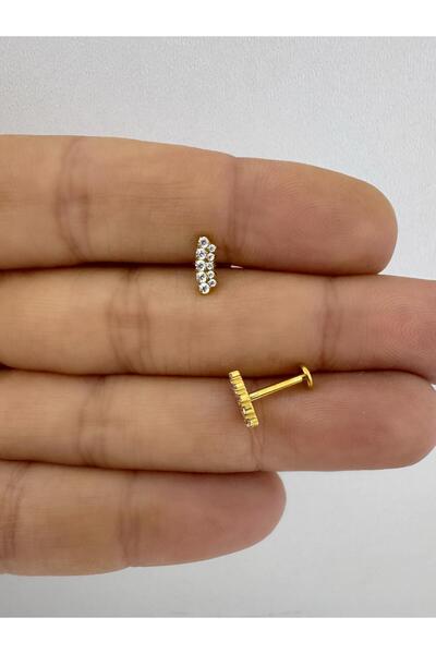 Arescollection 1 adet G23 TİTANİUM ( titanyum) tragus helix kıkırdak lobe con...
