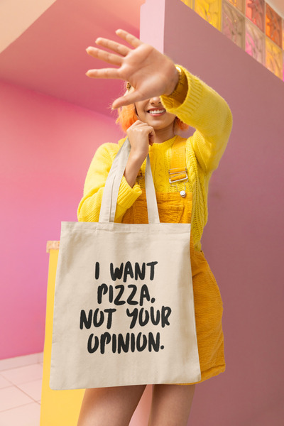 BUFUAL حقيبة قماش مطبوعة بيتزا