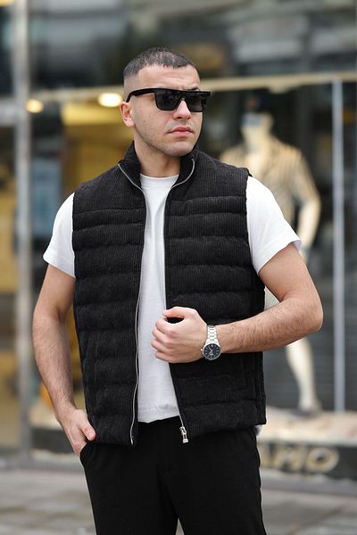 MODA New Season Men's Velvet Black Puffer Vest