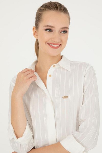 U.S. Polo Assn. Rochie țesută ecru de damă TEKSPOR190604.9