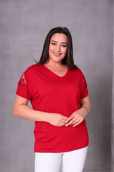 Esina بلوزة فيسكوز نسائية بتفاصيل دانتيل وحجر
