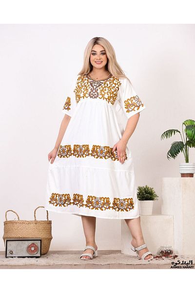 Genrics Mid-length cotton jalabiya, suitable for receptions and home, flowing and comfortable to wear