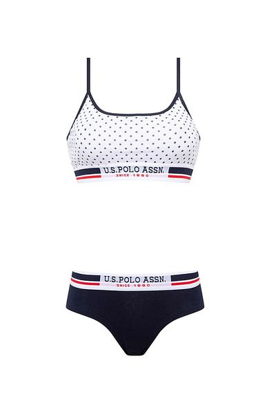 U.S. Polo Assn. 2 Pieces Cotton & Lycra, Thin Strap, Polka Dot, Bustier & Shorts Set