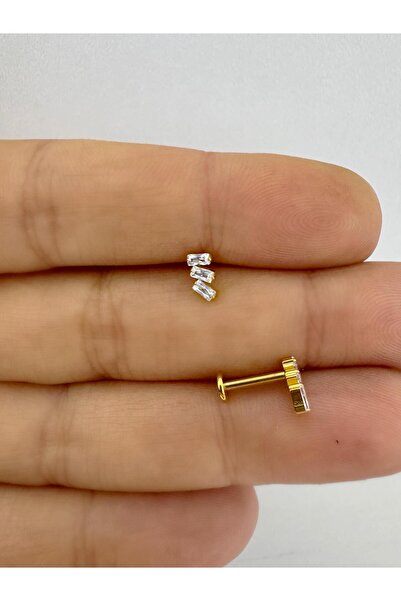Arescollection 1 adet G23 TİTANİUM ( titanyum) tragus helix kıkırdak lobe con...