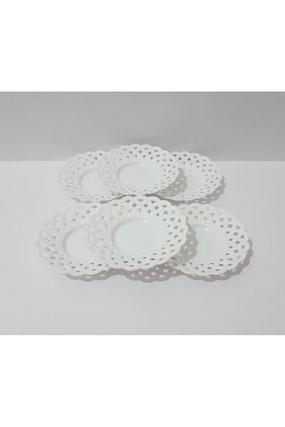 renkli çiçekler 6 Pieces Tea Plate Mesh Patterned Melamine Tea Plate