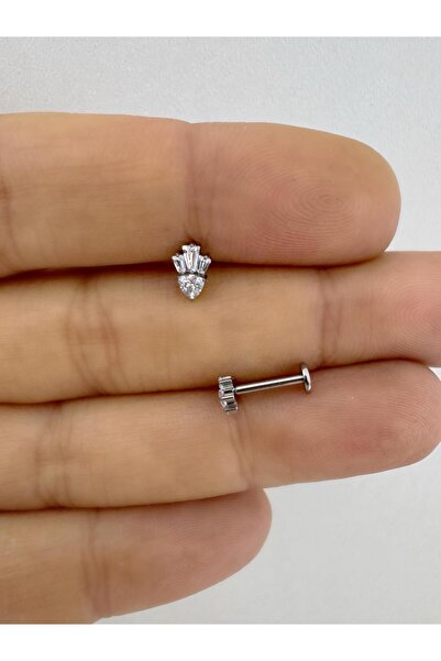 Arescollection 1 adet G23 TİTANİUM ( titanyum) tragus helix kıkırdak lobe con...