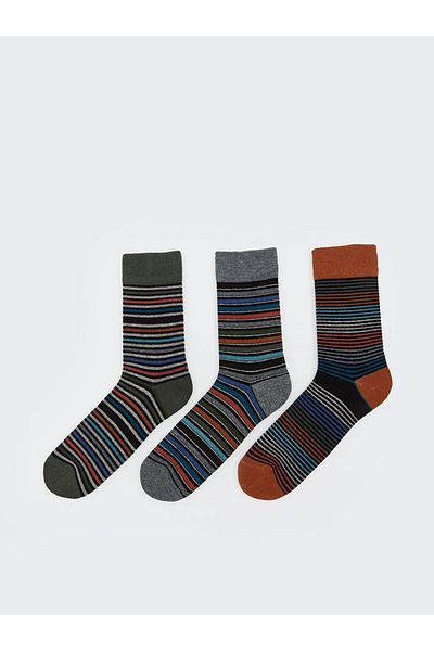 LC Waikiki Lcw Accessories Mixed Striped Men's Socks 3-Piece