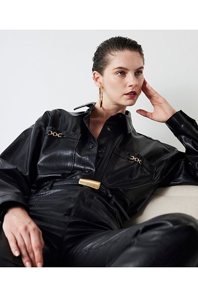 İpekyol Leather Look Comfortable Cut Shirt