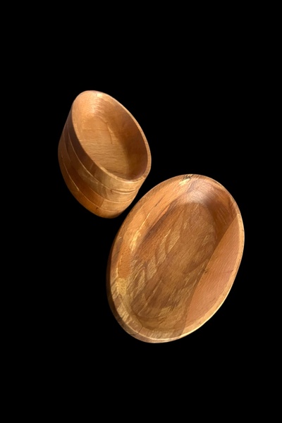 Ayd ahşap 5 Pcs Handmade Boat Breakfast Plate and Presentation Set - Natural Elegance