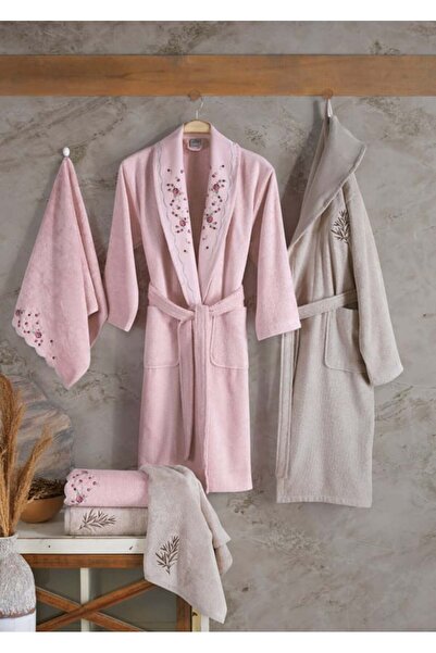 Okya Home طقم رداء حمام أوكيا فيلافيا 70% بامبو و30% قطن 6 قطع J125