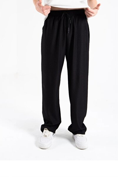 More Siyah fitilli rahat Pantolon