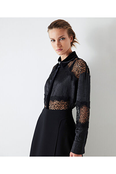 İpekyol Velvet and Lace Detailed Mix Shirt