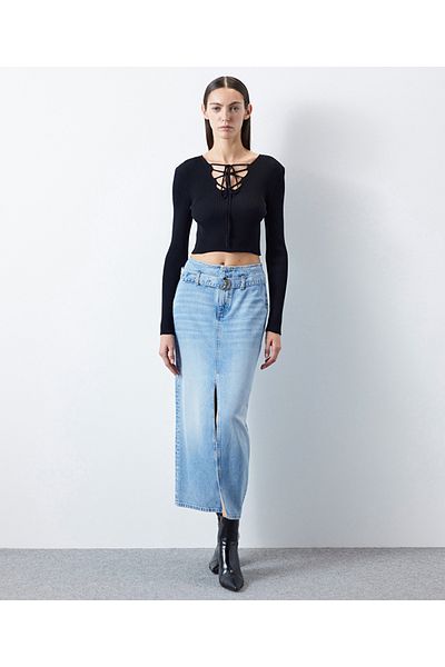 İpekyol Cropped-Strickmode mit Bindeband vorn