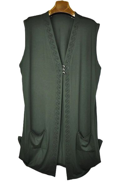 elma abone Large Size Combed Cotton Jewelled Long Vest