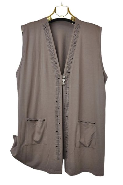 elma abone Large Size Combed Cotton Jewelled Short Vest