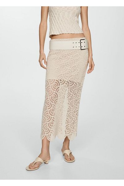 MANGO Woman Crocodile midi skirt