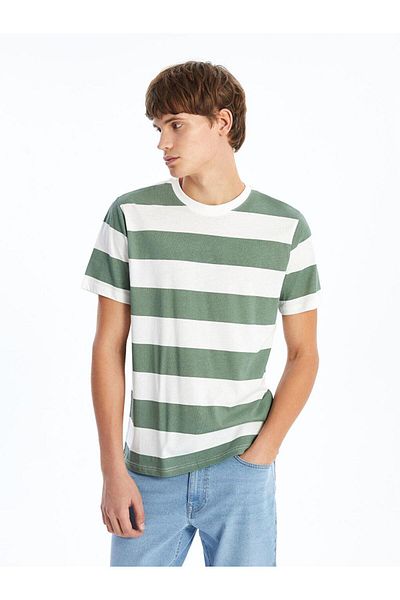 LC Waikiki Crew Neck Short Sleeve Striped Combed Cotton Men's T-Shirt