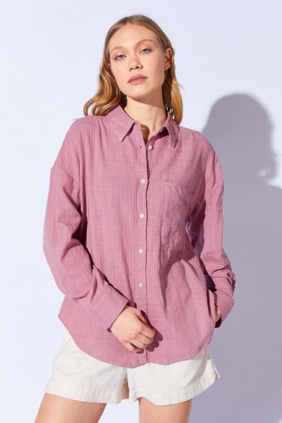 Manche Women's Soft Textured Viscose Linen Shirt - Dusty Rose Mks 1610013 -1