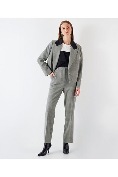 İpekyol Blazer mit Karomuster aus Satin
