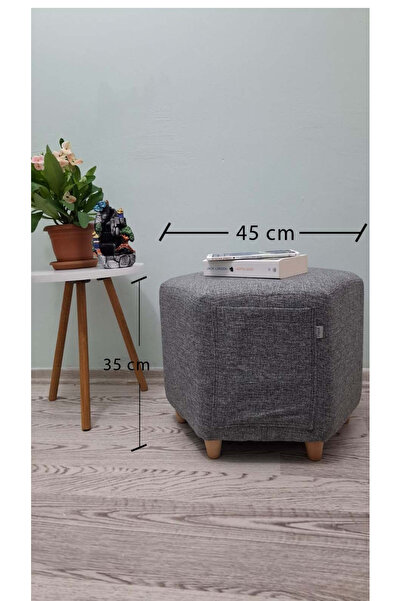 Papuli Ahşap Ayaklı Cepli Altıgen Puf&bench Koltuk/tabure