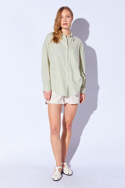 Manche Women's Soft Textured Viscose Linen Shirt - Çağla Mks 1610013 -1