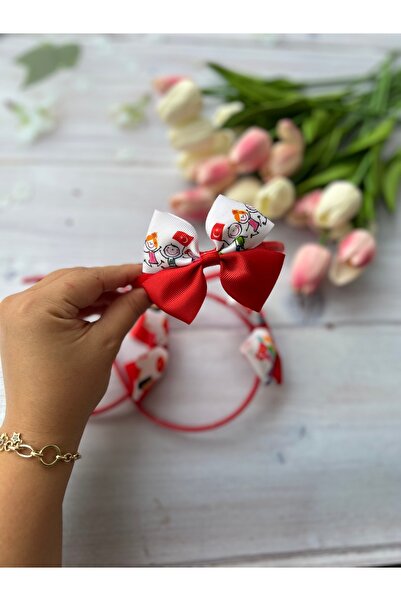 MeloKids 23 أبريل إبزيم تاج أحمر للفتيات الصغيرات 23 أبريل إبزيم احتفالي