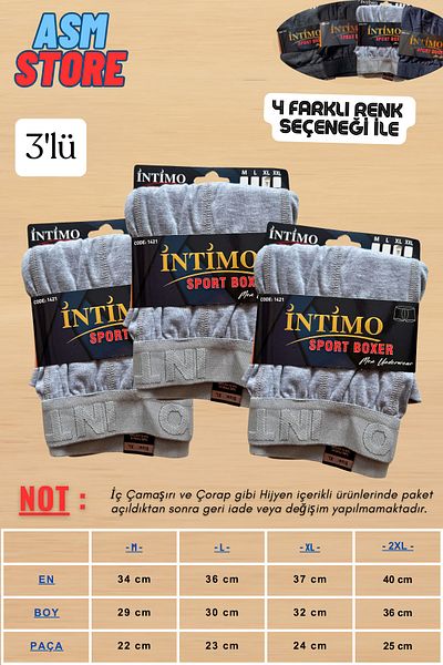 intimo Cotton Combed Men's Boxers 3-Piece