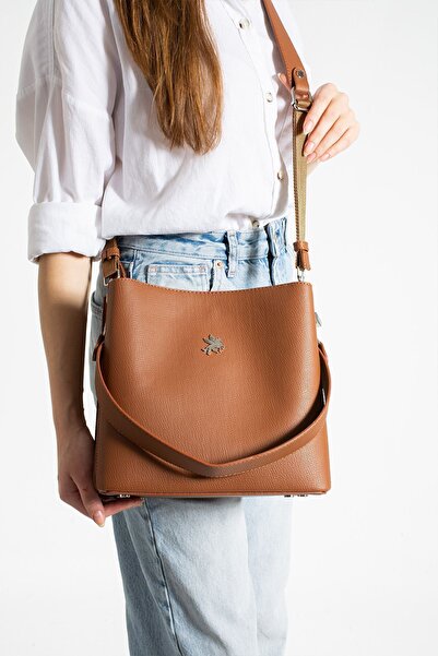 Çanta Trend Fiona 2 Shoulder and Crossbody Bag with Strap Brown.