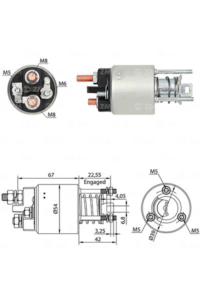 ZM 12v Starter Solenoid Marelli Type Double Output M5/m6 Bmw