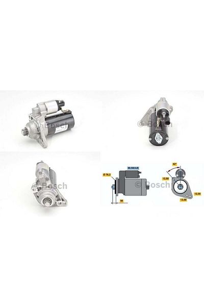 Bosch 12v Starter Motor 10 Teeth 1.7 Kw (TERS) Audi-seat-skoda-vw
