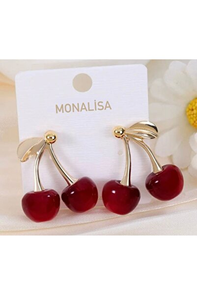 monalisatoka Kadın Gold Twin Cherry Kiraz Küpe