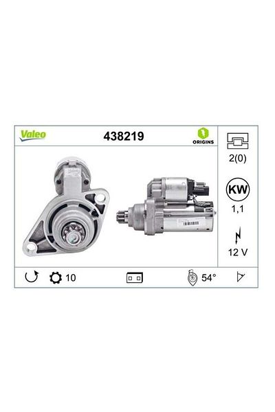 VALEO 12v Starter Motor 10 Teeth 1.1 Kw Reverse Audio-seat-skoda-vw