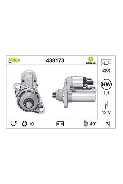 VALEO 12v 10 Teeth 1 Kw Ccw Audi-seat-skoda-vw Starter