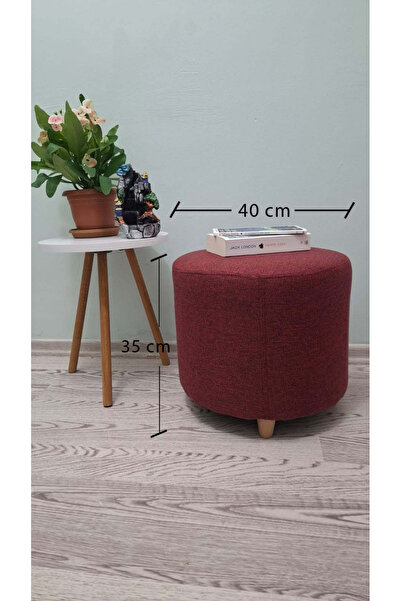 Papuli Ahşap Ayaklı Nubuk Yuvarlak Puf&bench Koltuk/tabure