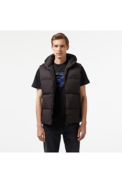 Lacoste Erkek Kapüşonlu Siyah Şişme Yelek