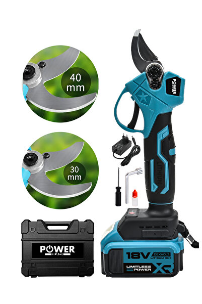 POWER BLACK Ultra Lüks Professional Çift Akülü Dijital Şarjlı Budama Makası