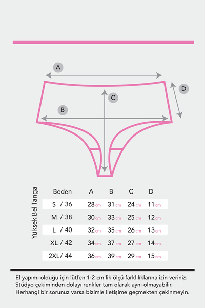Hilady Kadın Yüksek Bel String Tanga Koyu Soft Pamuklu Esnek