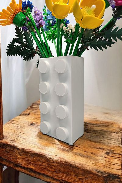 Maflen Color Block Brick Special Design Modern Decorative Vase White (Flower Not Included)