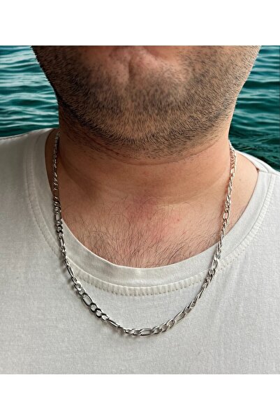 Miyoste قلادة فولاذية بسلسلة فضية اللون للرجال في صندوق