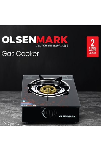 Olsenmark Glass Top Gas Cooker Omk2226 Single Burner Stove Automatic Ignition System